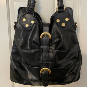 Badgley Mischka black shoulder bag gold detail